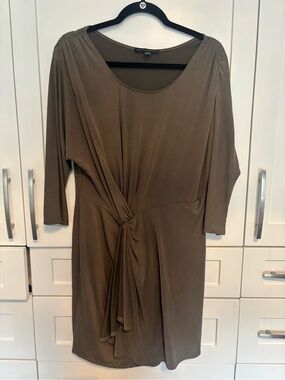 Boston Proper Olive Knot-Front Midi Dress